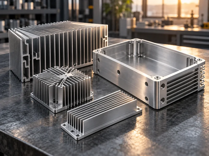 Aluminum heat sinks and electronics enclosure — AI-generated illustration